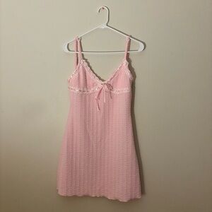 SHEIN Pink V-neck Colorblock Lace Trim Bodycon Cami Dress